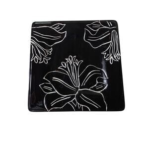 Set of 4 LAURIE GATES Black White Antilles Square 7" Appetizer Plates